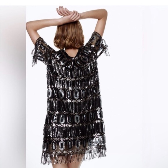 Zara Sequins Fringe Dress Medium - Picture 12 of 16